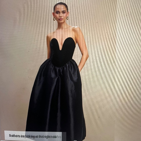 Flora Strapless Velvet Midi Dress - Black - Picture 1 of 4